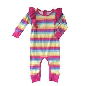 Monica + Andy X Paris Hilton Rainbow Stripe Ruffle Romper Size 18-24mo